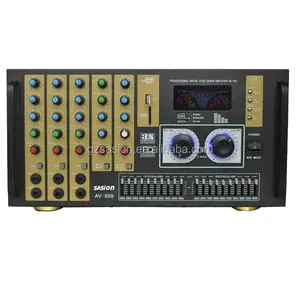 Amplificador de áudio 5.1 profissional, karaoke, usb/sd/fm/bt/eq/tela de exibição