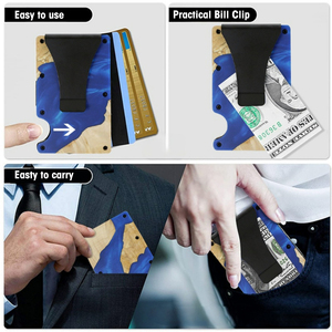 Portafoglio Sottile in Alluminio con Blocco RFID, Fermasoldi da Uomo, Porta Carte Antifurto da Viaggio, Accessorio Minimalista per Tasca Frontale con Cinturino Elastico - Product Image 2