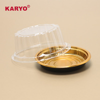 KARYO 161H Boîtes à gâteaux jetables en plastique PET avec couvercle rond et dôme transparent Emballage de boîte à pâtisserie pour dessert mousse plateau en or avec couvercle haut
