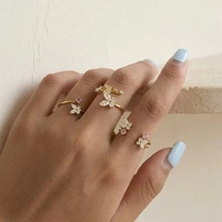 Anillo Abierto de Mariposa con Circonitas, Chapado en Oro de 18K, Resistente al Deslustre, Impermeable, de Acero Inoxidable, para Mujer, Joyería Minimalista, Regalo