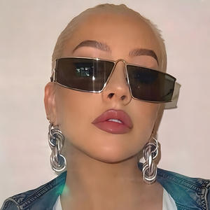 ヴィンテージ狭い小さなフレームサングラス女性2025新しいデザイン高級金属フレームサングラスパンク長方形ドライビング眼鏡男性 - Product Image 3