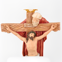 Produits en stock Statues religieuses catholiques Résine Antiquités Cadeaux Articles Crucifixion Couleur personnalisée Fournisseurs de crucifix catholiques