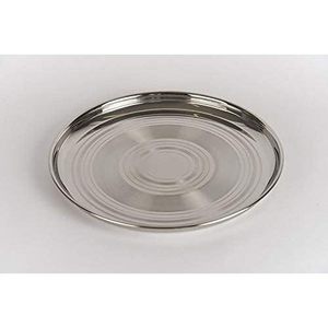 PARIJAT Handicraft Ensemble d'assiettes à dîner en acier inoxydable 5 pièces Assiette de quart de 8 pouces pour enfants pour le camping et les repas en plein air - Product Image 1