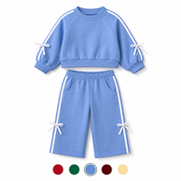 Ensemble 2 pièces multicolore pour filles, sweat-shirt à manches longues avec pantalon ample, vêtements de sport décontractés pour tout-petits