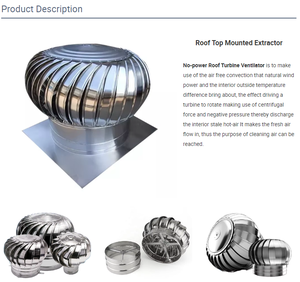 <span class=keywords><strong>Extracteur</strong></span> de ventilation éolienne 400 mm en acier inoxydable 304 pour restaurant, <span class=keywords><strong>sans</strong></span> alimentation électrique, à fixation sur toit - Product Image 2