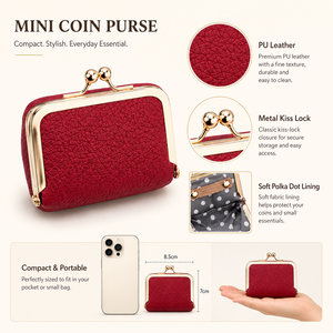 Sac à bijoux carré en cuir écologique Ele Queen, mini pochette portable à fermeture Kiss Lock avec doublure douce pour organiser les bijoux de voyage - Product Image 3