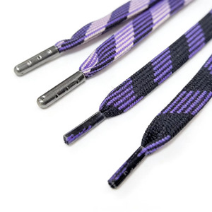 Lacets plats en twill à rayures violettes, tressés en corde plate, 100% polyester, support personnalisé pour pull, chapeau, cordon de serrage pour la taille, fabrication directe - Product Image 1