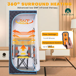 Tenda Sauna Inframerah Jauh Portabel yang Dapat Dilipat dengan Kursi, untuk Penggunaan di Rumah untuk Detoksifikasi, Pereda Nyeri Otot & Relaksasi - Product Image 5