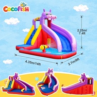 Toboggan aquatique gonflable COCOFISH Hippo avec pistolet à eau, parc aquatique gonflable extérieur pour enfants, piscine pour fêtes