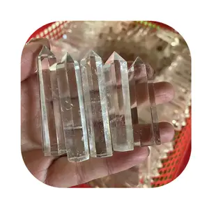 Torre de cristal de alta qualidade decoração espiritual pedra natural transparente cristal de quartzo ponta varinha para presente