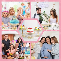 Support à gâteau moderne en métal avec dentelle, plateau à gâteau, pendentifs en cristal scintillants, ensemble de présentoir à desserts de haute qualité EMX CH113 pour les fêtes d'anniversaire