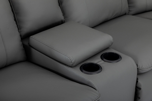 <span class=keywords><strong>Canapé</strong></span> d'angle inclinable manuel VANBOW en similicuir rembourré avec console de rangement et porte-gobelets - Product Image 4