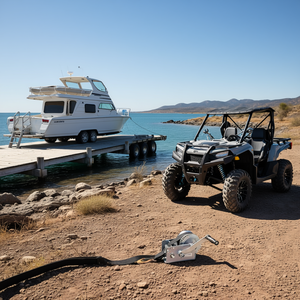 Manivela Manual D0100H5GHF6 de 2500 lb con Correa de Poliéster de 23 pies y Trinquete Manual para ATV, UTV, Remolques de Barcos y Uso Marino - Product Image 2