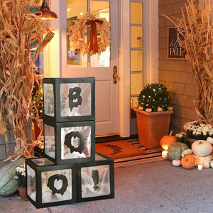 Decorazioni per Feste di Halloween: Palloncini Quadrati, Ornamenti Creativi, Fantasmi, Pipistrelli, Scatole 3D a Forma di Testa di Zucca - Product Image 1
