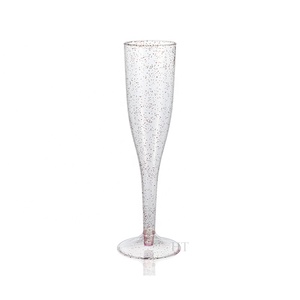 5oz/6oz PS Disposable Flutes Silver Gold Glitter <strong>Wine</strong> <strong>Glass</strong> <strong>Plastic</strong> for Champagne Flutes for Parties/Wedding Biodegradable PP - Product Image 2