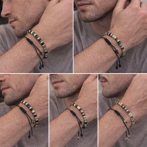 Pulsera de cuentas cilíndricas de piedra natural Resoul, pulsera de macramé trenzada ajustable, joyería artesanal bohemia, regalo para hombres y mujeres - Product Image 4