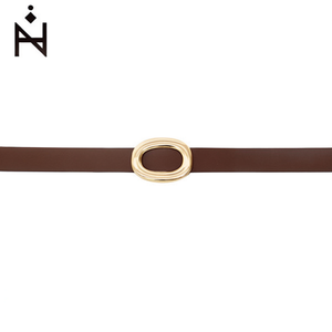 Ceinture en cuir PU ovale à double boucle droite de 3 cm pour femmes, ceintures tendance - Product Image 1