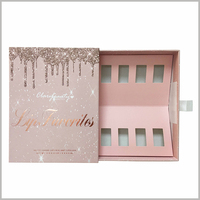 Personnalisé costume — Kit de rouge à lèvres rose, ensemble Tube pour baume, cosmétique, brillant à lèvres, coffret cadeau en papier, emballage