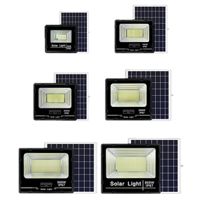 ไฟโซลาร์เซลล์ 50W 100W 200W 300W 500W 800W ไฟสปอร์ตไลท์ LED สำหรับภายนอกอาคาร IP65 ตัวเรือนอะลูมิเนียม ชิป COB แสงสีขาวกลางวัน 5000K มาตรฐาน CE พร้อมรีโมท - Product Image 1