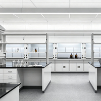 Îlot de laboratoire mobile de haute qualité avec structure en C, plan de travail en granit résistant aux produits chimiques et évier intégré