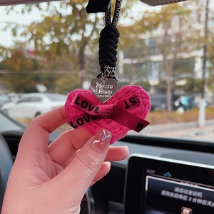 Handmade Woven Car <b>Interior</b> Rearview Mirror Pendant Rose Red Heart-shaped Hanging Decoration <b>Accessories</b> for Women - Product Image 4