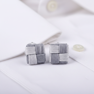 Mancuernillas de Seda de Dos Tonos con Nudo Cuadrado para Hombre, para Trajes, Camisas, Bodas, Aniversarios, Compromisos, Fiestas, Regalo - Product Image 6