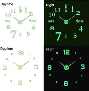 Horloge murale lumineuse 3D en acrylique, grande taille, à faire soi-même, autocollant mural simple, décoration intérieure - Product Image 4