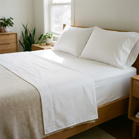 Ensemble de draps de lit en coton 100% 80 fils/cm² avec étiquette personnalisée - Ensemble de literie de luxe certifié OEKO-TEX - Vente en gros - Collection hôtelière OEM/ODM