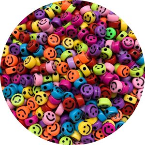 500g/sac 3500 pièces Perles plates en acrylique de 7 mm avec visage souriant pour la fabrication de bijoux DIY Bracelet Collier Porte-clés Matériaux - Product Image 5