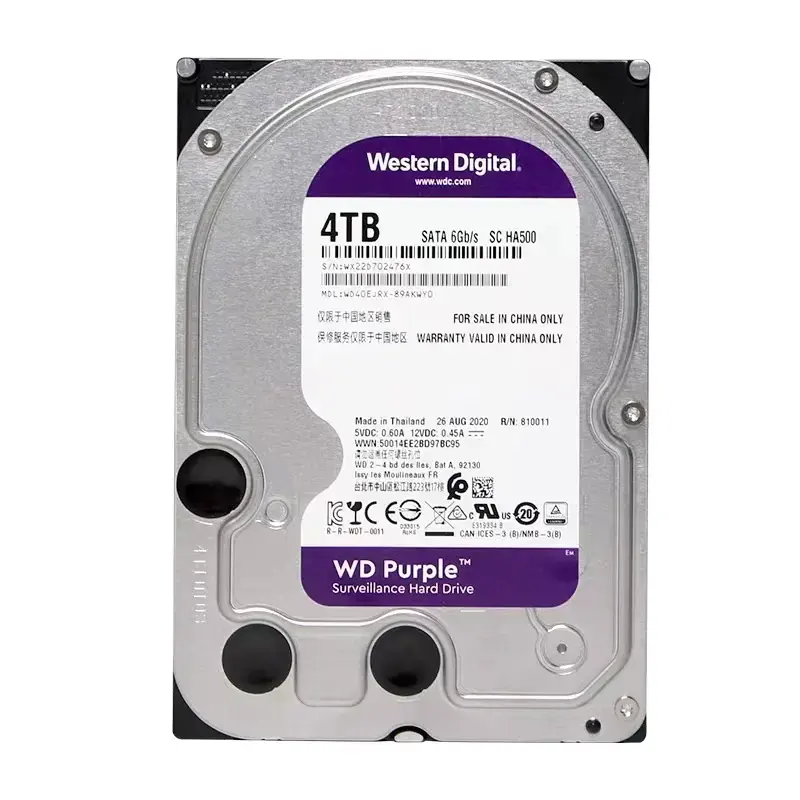 Высокая производительность для WD фиолетового жесткого диска 3,5 "4 ТБ SATA3 6 Гбит/С интеллектуальная мощность 5400 об/мин 64 МБ HDD WD43PURZ