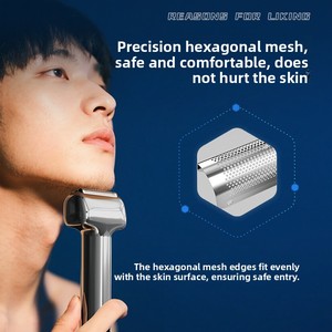 Tres cuchillos en uno Máquina de afeitar eléctrica de plata platino Maquinilla de afeitar impermeable para Barba - Product Image 5