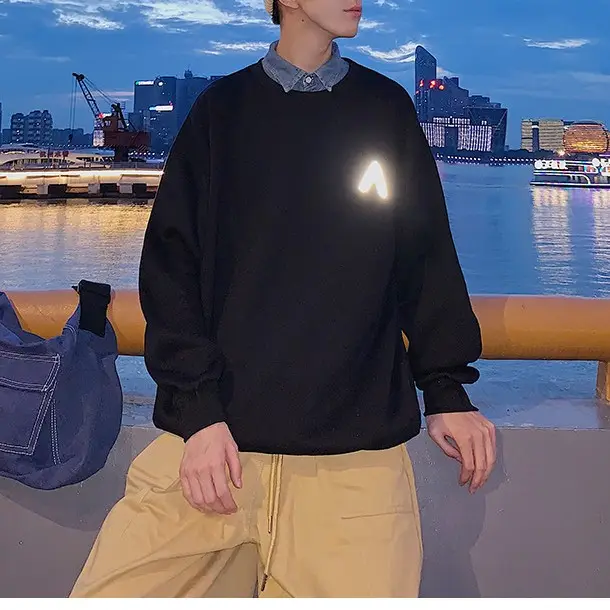 Suéter de algodón con estampado reflectante colorido para hombre, jersey de moda con Logo francés de felpa, de punto grueso, esponjoso, Retro, personalizado, de gran tamaño