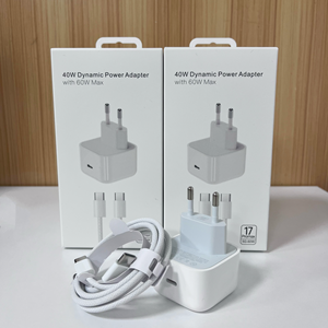 ชุดอุปกรณ์ชาร์จ 40W PD Type C สำหรับ iPhone อะแดปเตอร์จ่ายไฟไดนามิก 40W สูงสุด 60W สายถัก USB-C to USB-C 60W อะแดปเตอร์ EU US UK USB-C - Product Image 2
