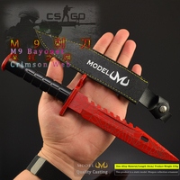 CSGO M9 baïonnette Crimson Web 26CM poignard en métal avec gaine en cuir gravé armure tactique artisanat modèle militaire à collectionner