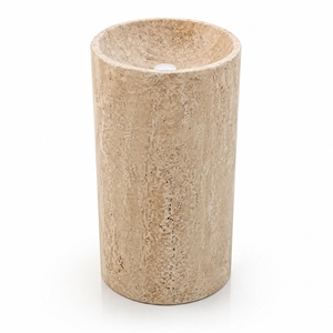 <b>Freestanding</b> Square Travertine Vessel Sink Polished Natural Stone Basin Minimalist Bathroom Sink Eco-Friendly 12L Capacity Top - Product Image 2