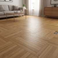 Parquet massif à emboîtement en chevrons pour salon, pose facile, finition lisse