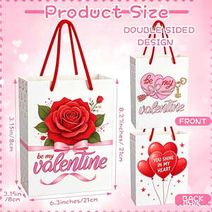 Sacs cadeaux en papier à colorier DIY pour la Saint-Valentin avec poignées rouges, sacs fourre-tout vierges à motifs de ligne art graphique <span class=keywords><strong>Cupidon</strong></span> Rose Cœur, vente en gros OEM - Product Image 2