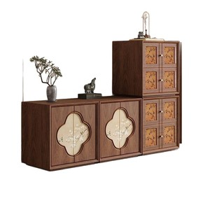 Mueble de TV Modular Estético Song, Mueble de Salón de Madera Maciza de Nogal Negro con Almacenamiento - Product Image 5