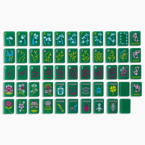 Tuiles de Mahjong Vertes Série Émeraude Américaine Jeu de Mahjong avec Motif Poisson Rose Directions Nord-Ouest Sud-Ouest - Product Image 2