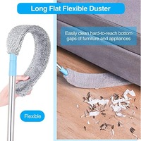 Plumeau en fibre rétractable à long manche plumeau incurvé lavable plumeau ménage plumeau outils de nettoyage vadrouille plate