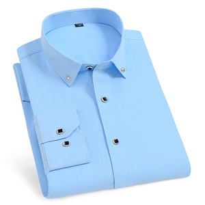 Camicie da <span class=keywords><strong>uomo</strong></span> in puro cotone Oxford a <span class=keywords><strong>maniche</strong></span> <span class=keywords><strong>lunghe</strong></span>, con bottoni, per ufficio e lavoro. - Product Image 2