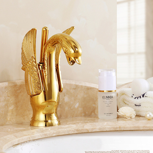 Modern Design Gold Plating Brass Swan Basin Sink Mixer Faucet Counter <strong>Top</strong> Bathroom Gold <strong>Tap</strong> - Product Image 2