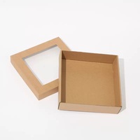 Caja de Cartón Corrugado Grande IMEE Marrón para Picnic, Catering, Comida para Llevar, Embalaje de Alimentos, Caja de Regalo para Pasteles y Frutas con Ventana Transparente