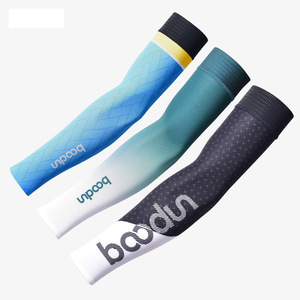 Manchons de protection solaire anti-UV légers en soie glacée pour activités de plein air, unisexe adulte, cyclisme, course, randonnée, conduite, motif bleu et blanc - Product Image 2