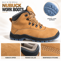 Bottes de sécurité en cuir nubuck personnalisées EN ISO 20345, semelle cristalline antidérapante, chaussures de randonnée et de travail, vente en gros pour les marchés américain et européen