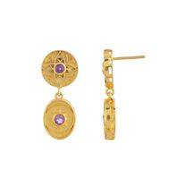 Boucles d'oreilles pendantes géométriques tendance plaquées or 18 carats avec améthyste, en laiton, bijoux fantaisie de soirée