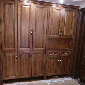 カスタムスタイル無垢材寝室家具無垢材彫刻レッドウッドワードローブ中国の高級ワードローブ - Product Image 6