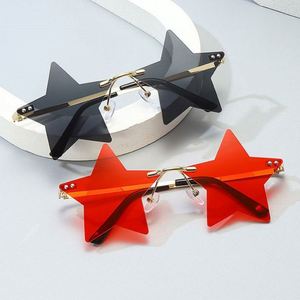Gafas de Sol de Moda al por Mayor, Gafas de Sol sin Montura con Protección UV400, Gafas de Sol de Estrella de Cinco Puntas para Mujer - Product Image 1