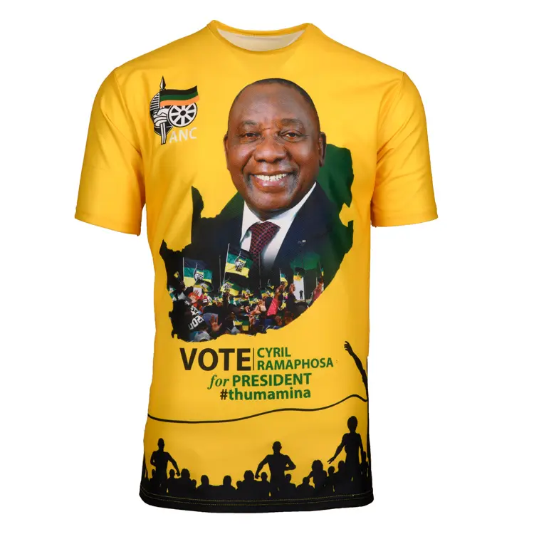 Özel logo baskı ile afrika sıcak satış seçim gömlek t shirt için tshirt başkan öğeleri, bayraklar