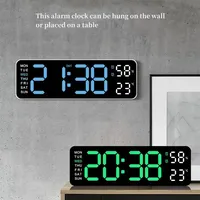 Reloj de Escritorio Digital LED Moderno con Pantalla Grande, Funcionamiento con Batería, Día de la Semana, Temperatura y Humedad para Oficina en Casa